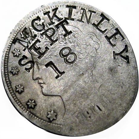 700  -  Funeral Train Coin  Raw EF 1901 McKinley