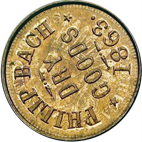 200  -  MI 40A-2do R8 Raw MS63 Over Cent Ann Arbor Michigan Civil War token