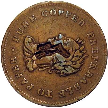 298 - (Rabbit) on the obverse of 1838 Nova Scotia One Penny token. Raw EF