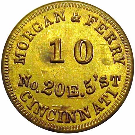 187  -  OH165DW-14b R10 Raw UNC Details Cincinnati Ohio Civil War token