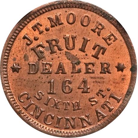 186  -  OH165DV-4a R7 NGC MS64 RB Cincinnati Ohio Civil War token