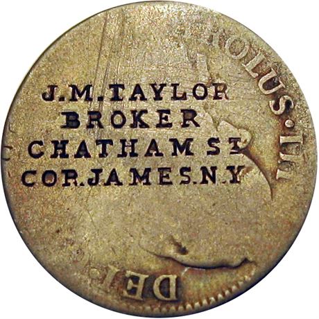 316 - J. M. TAYLOR / BROKER / CHATHAM ST. / COR. JAMES N.Y. on Two Real. Raw VF