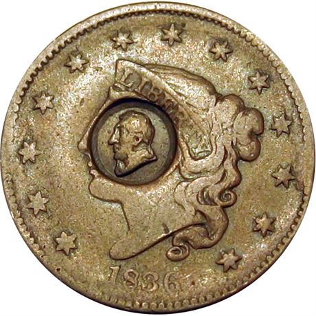 277 - (Bust of General Lafayette) on 1836 Large Cent Raw EF
