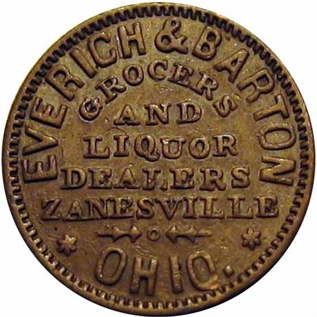 213  -  OH995D-1a R5 Raw VF+ Zanesville Ohio Civil War token