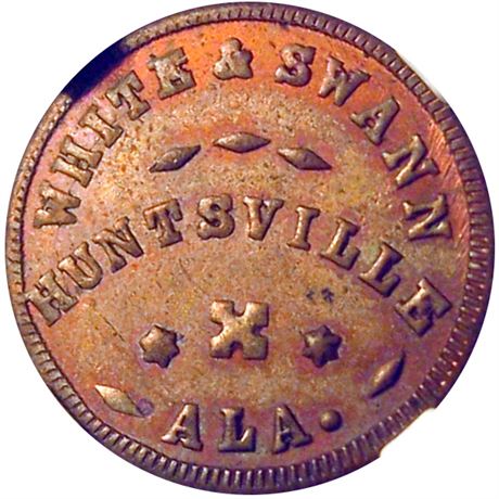 106  -  AL425A-1a R8 NGC MS64 BN 1864 Huntsville Alabama Civil War token