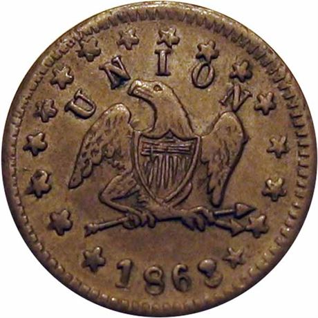 47  -  155/431 a R4 Raw EF Indiana Primitive Patriotic Civil War token