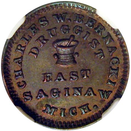 151  -  MI280A-3a R9 NGC AU58 BN East Saginaw Michigan Civil War token