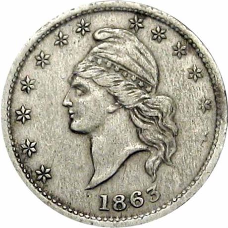 2  -    5/288 j R8 Raw EF German Silver Patriotic Civil War token