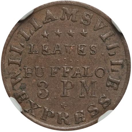 180  -  NY990A-1a R5 NGC MS62 BN Williamsville New York Civil War token