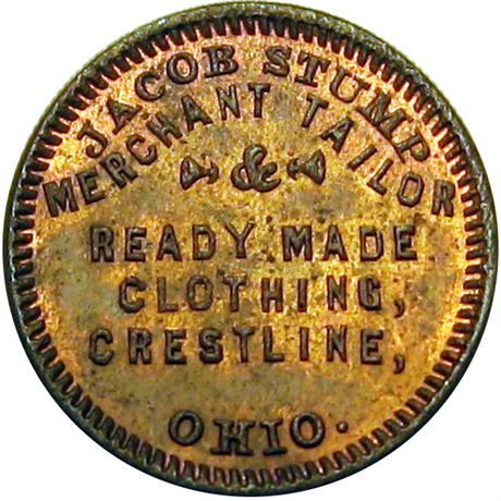 195  -  OH215A-1a R5 NGC MS62 BN Crestline Ohio Civil War token