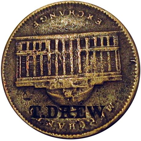 319 - T. DREW on a New York Hard Times Token HT-294. Raw VF