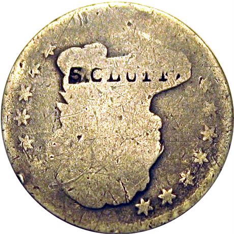 267 - S. CLUTE on the obverse of an 1830s Bust Dime Raw FINE