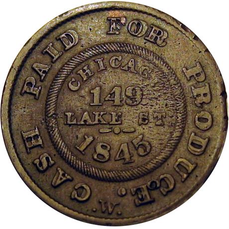 401  -  MILLER IL  8C  Raw EF Details 1845 Chicago Illinois Merchant token
