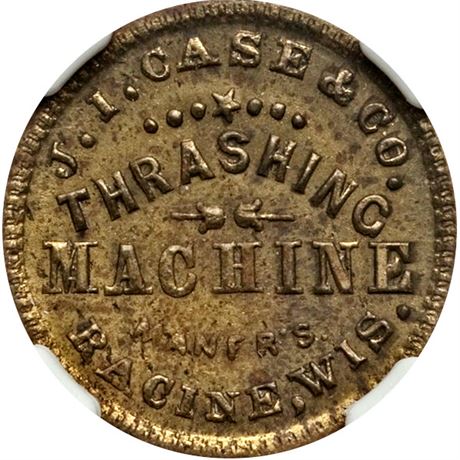 254  -  WI700A-5b R9 NGC MS62 Brass Racine Wisconsin Civil War token