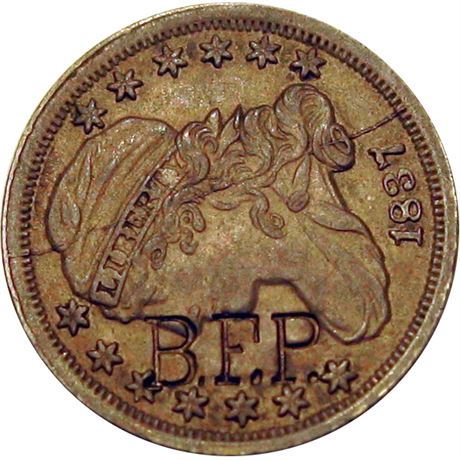 290 - B.F.P. on the obverse of an 1837 Bust Dime Raw EF
