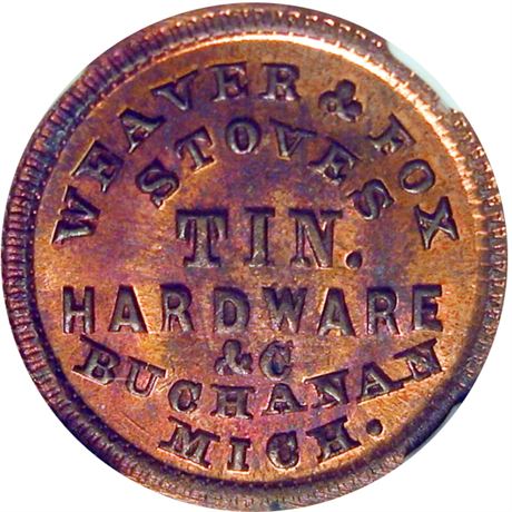 142  -  MI090A-2a R3 NGC MS63 RB Buchanan Michigan Civil War token
