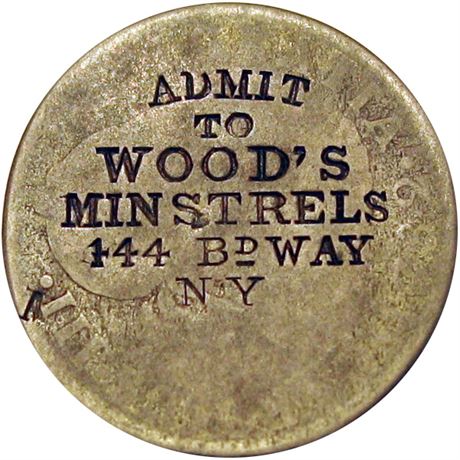323 - ADMIT / TO / WOOD'S / MINSTRELS / 444 Bd WAY / NY on 1789 Two Real Raw VF