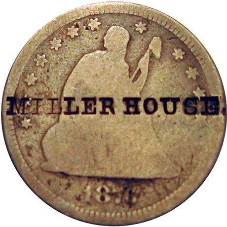 286 - MILLER HOUSE on the obverse of an 1876 Seated Quarter Raw VF