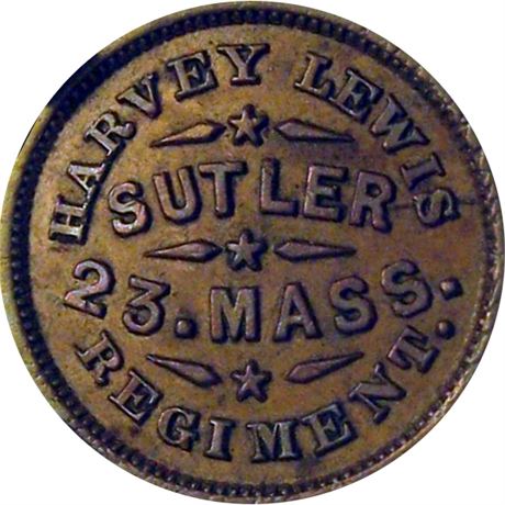88  -  MA-23-25C R6 NGC MS62 BN 23rd Massachusetts Civil War Sutler token