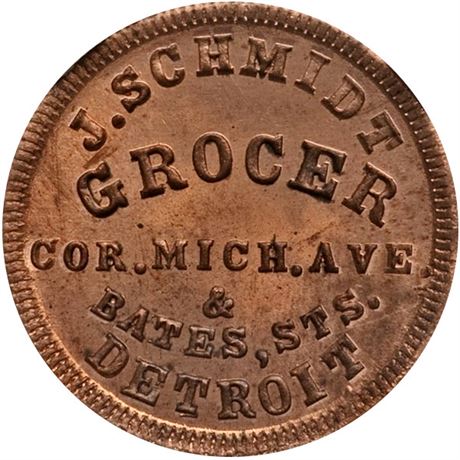 147  -  MI225BN-2a R8 NGC MS66 RD Detroit Michigan Civil War token