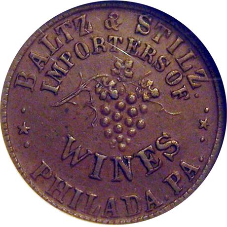 223  -  PA750D-1a R4 NGC AU58 BN Philadelphia Pennsylvania Civil War token