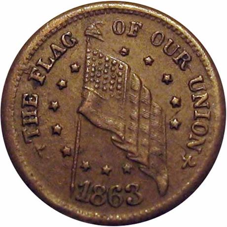 55  -  211/400 a R4 Raw EF+ Indiana Primitive Patriotic Civil War token