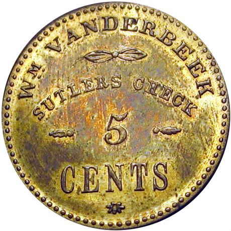 91  -  NY-158-05B R8 NGC MS65 158th New York Volunteers Civil War Sutler token