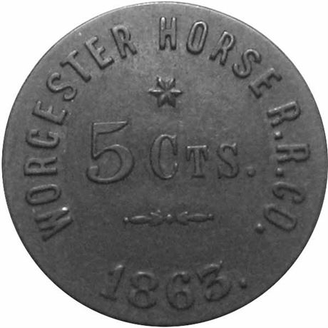 140  -  MA970C-1h bla R7 Raw AU Worcester Massachusetts Civil War token