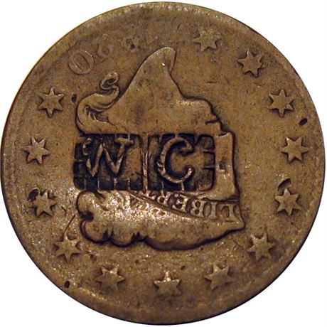268 - W C hallmark on obverse of 1820 Large Cent Raw VF