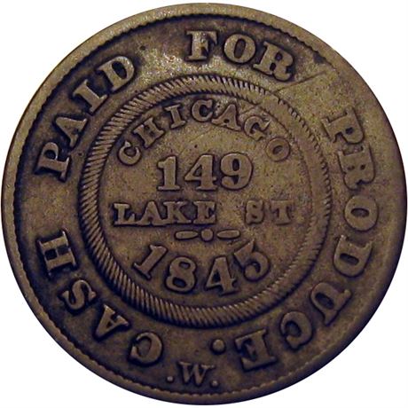 400  -  MILLER IL  8  Raw VF 1845 Chicago Illinois Merchant token