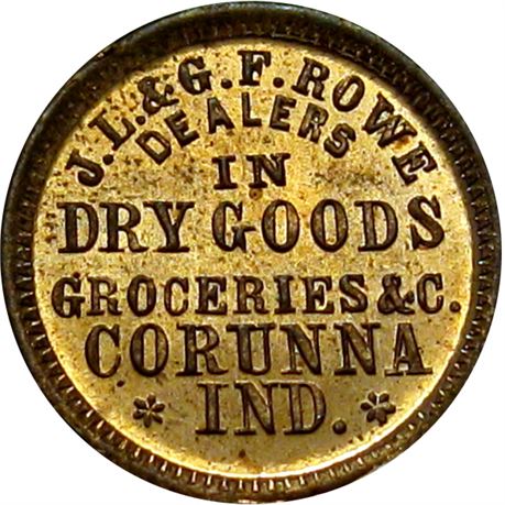 198  -  IN190D-5a R7 Raw MS64 Corunna Indiana Civil War token