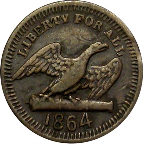 109  -  160/417 a R4 Raw VF Eagle on Cannon Patriotic Civil War token