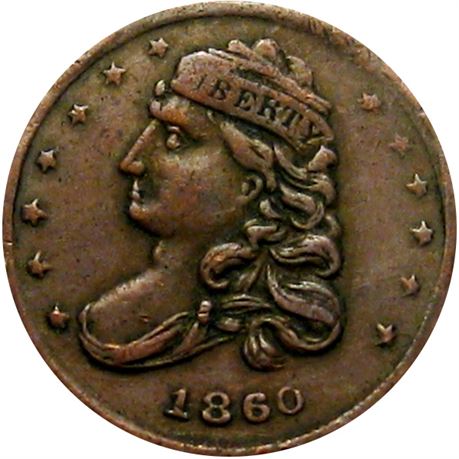 165  -  520/521 a R7 Raw VF+ 1860 Copper Mine Patriotic Civil War token