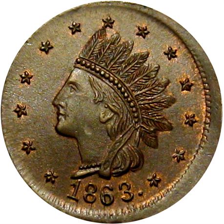 48  -   63/366 a R1 Raw MS63  Patriotic Civil War token