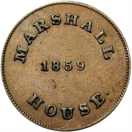 905  -  RULAU VA 103  Raw EF+ 1859 Marshall House Richmond Virginia token
