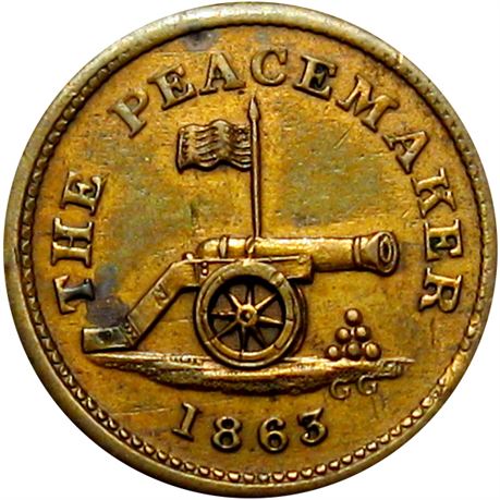 111  -  171/428 a R7 Raw EF Details Rare Peace Maker Cannon Civil War token