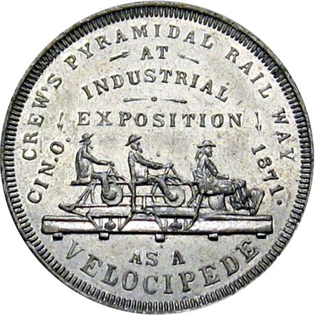 790  -  MILLER OH  6  Raw MS62 1871 Railway Cincinnati Ohio Merchant token