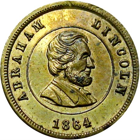 90  -  131A/349A b  R7 Raw EF+ Abraham Lincoln Patriotic Civil War token