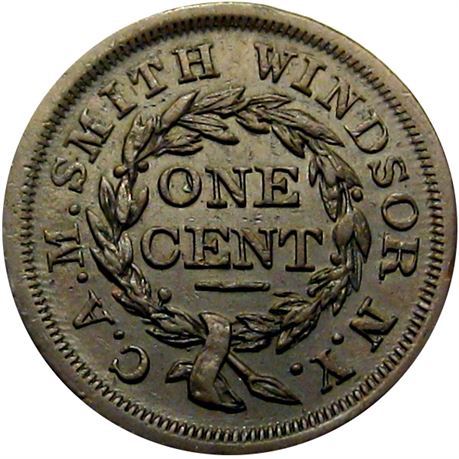 785  -  MILLER NY 1068  Raw EF+ Windsor New York Merchant token