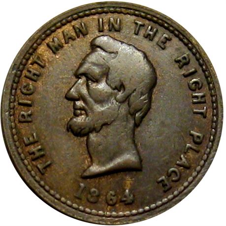 88  -  126/295 d R6 Raw VF Abraham Lincoln Patriotic Civil War token