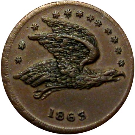 107  -  156/524 a R8 Raw AU+ Flying Eagle Patriotic Civil War token