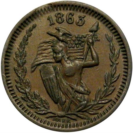 103  -  154/218 a R5 Raw EF+ Stephen Douglas Patriotic Civil War token