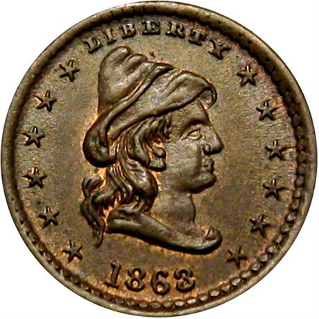 37  -   45/332 a R1 Raw MS63  Patriotic Civil War token