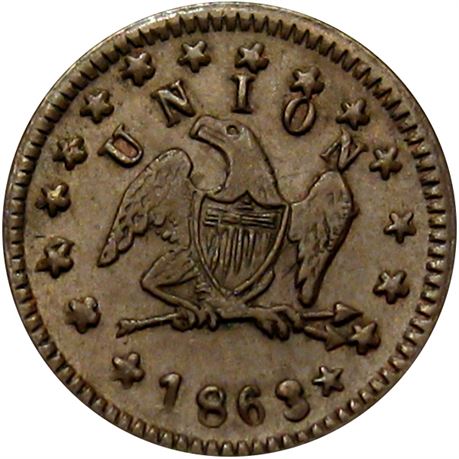 106  -  155/431 a R4 Raw AU Indiana Primitive Patriotic Civil War token