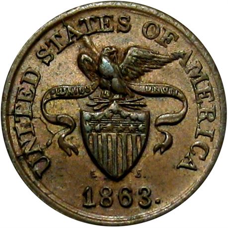 125  -  196/355 a R3 Raw AU Eagle on Shield Patriotic Civil War token