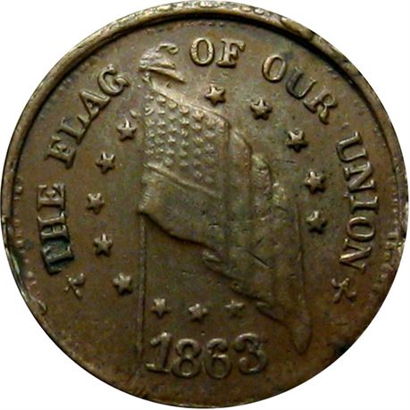 12  -    9/211 a R6 Raw EF+ Indiana Primitive Patriotic Civil War token