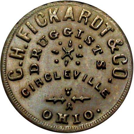 277  -  OH168A-6a R7 Raw MS62 Circleville Ohio Civil War token
