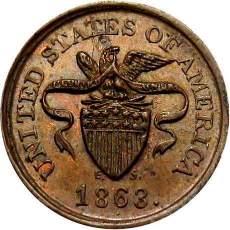 126  -  197/378 a R8 Raw AU+ Eagle on Shield Patriotic Civil War token