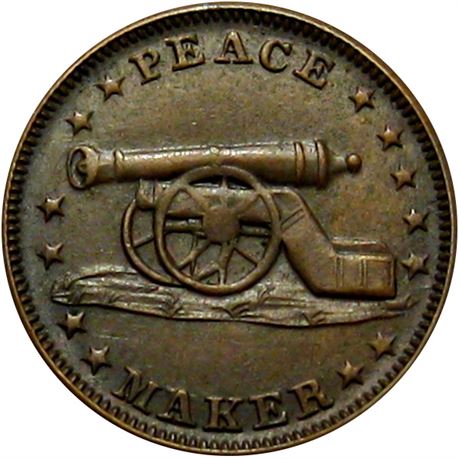 110  -  169/213 a R2 Raw AU+ Peace Maker Cannon Patriotic Civil War token