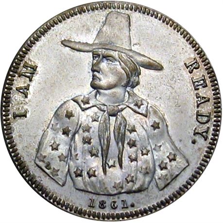 100  -  147/227 fp R6 Raw AU+ 1861 Pilgram Patriotic Civil War token